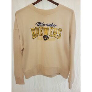 Milwaukee Brewers Sweatshirt Womens Large Cream Crewneck Fanatics MLB